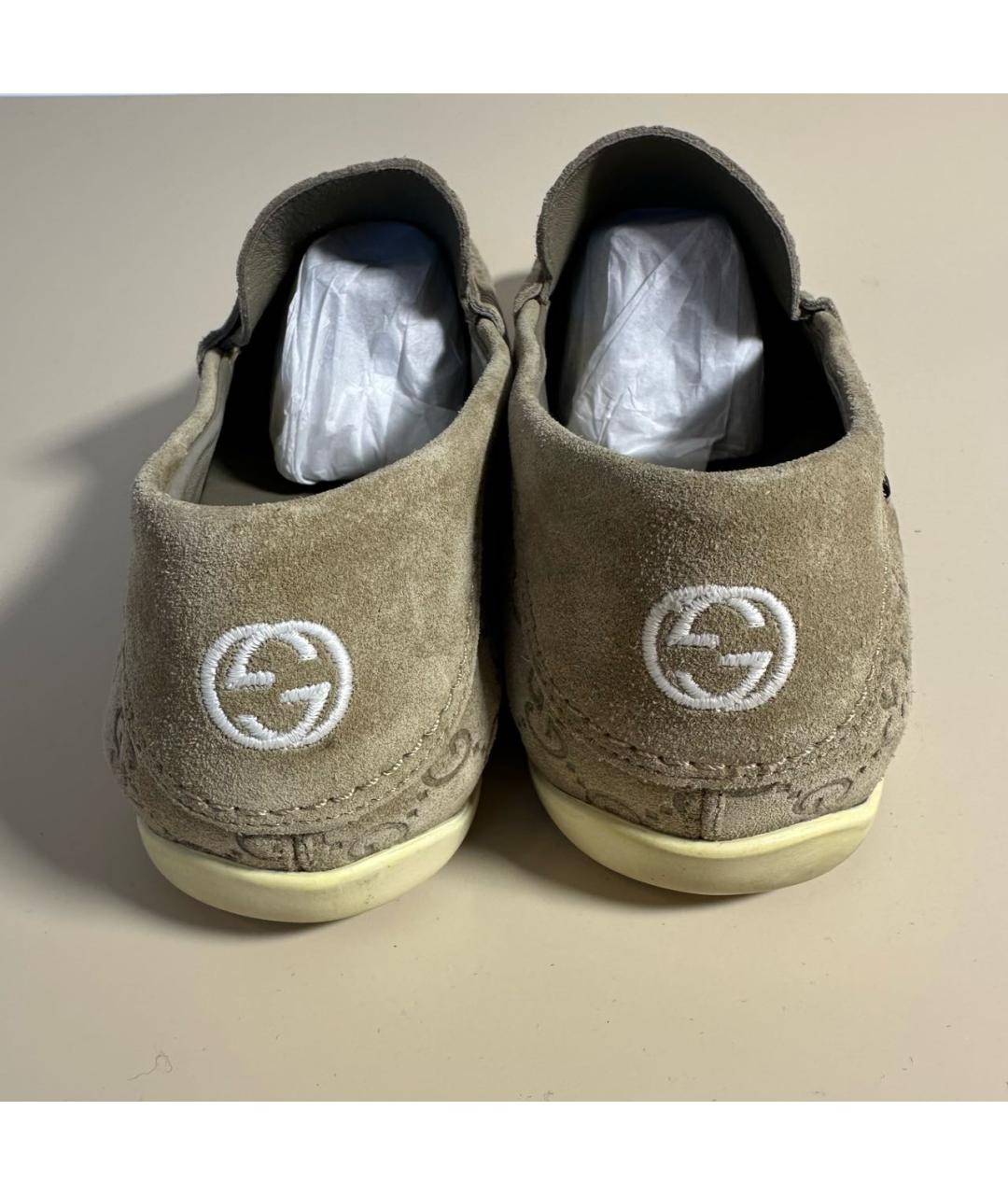 GUCCI Бежевые замшевые мокасины, фото 5