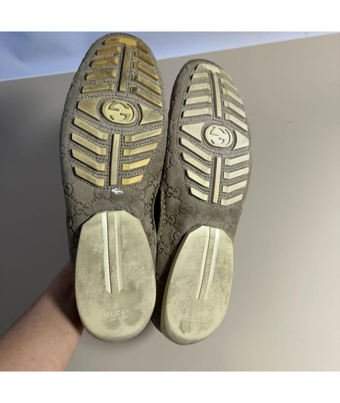 GUCCI Бежевые замшевые мокасины, фото 6