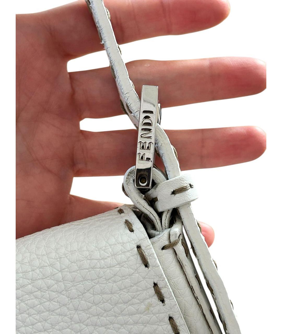 FENDI Белая кожаная сумка через плечо, фото 8