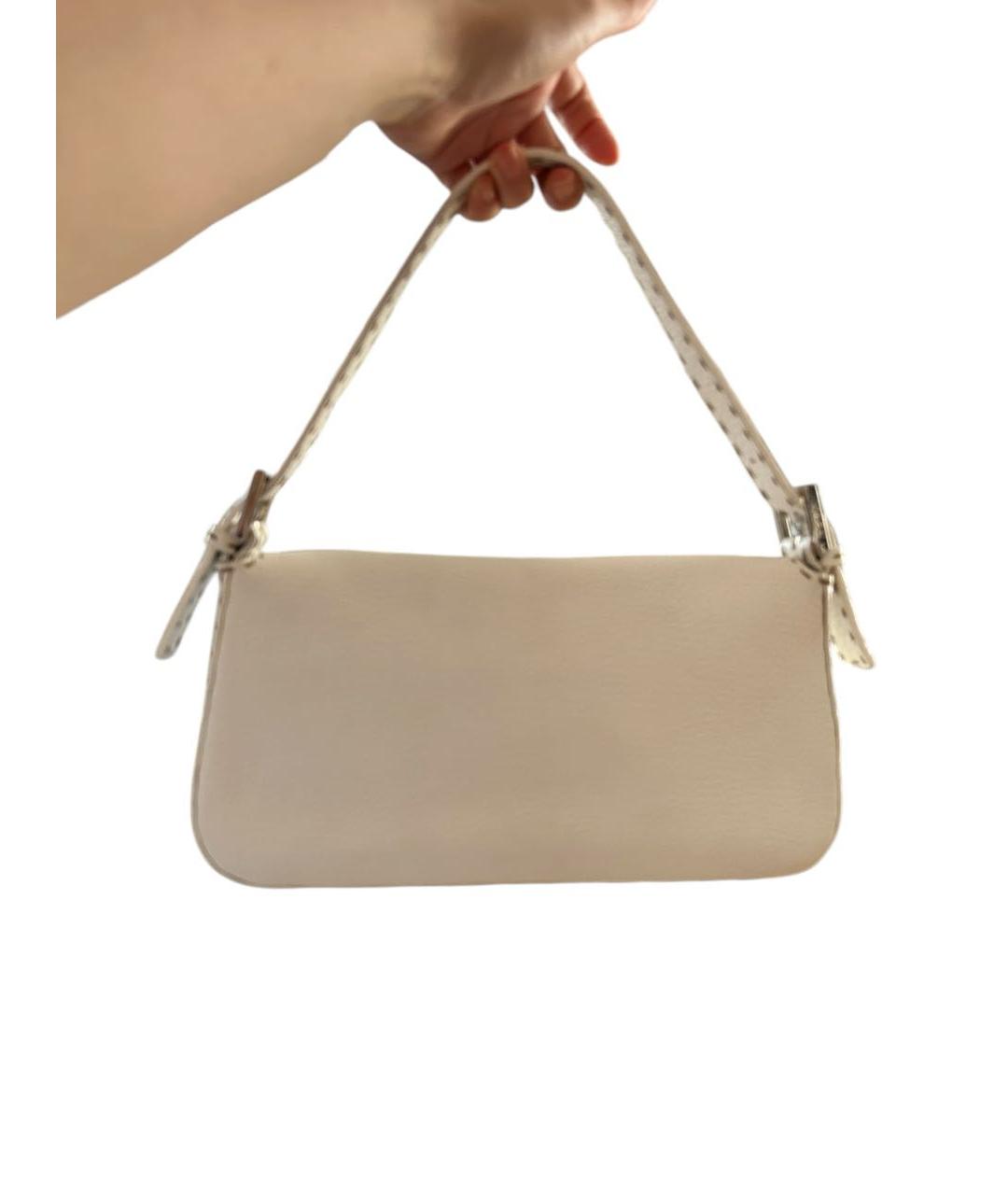 FENDI Белая кожаная сумка через плечо, фото 3