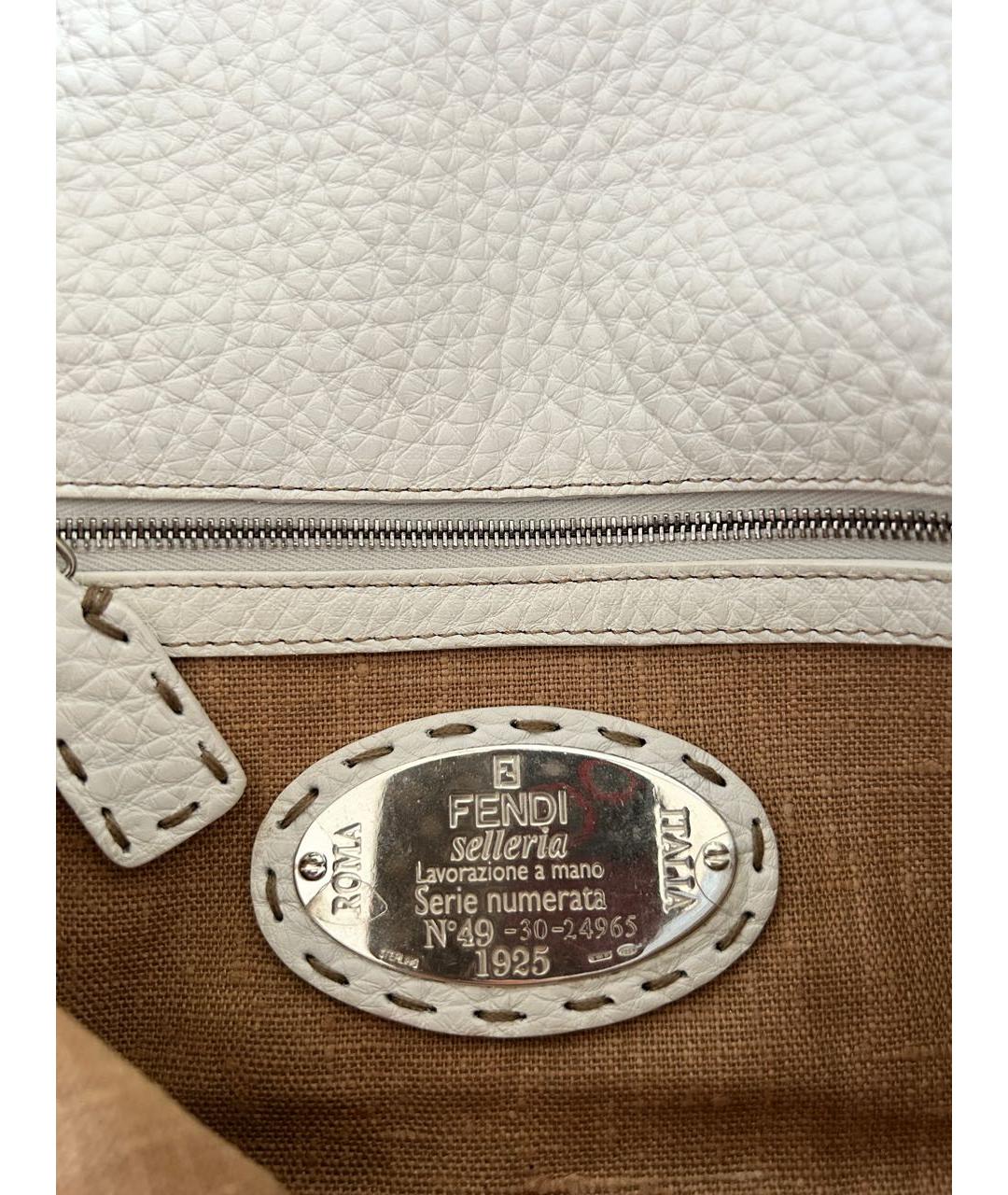 FENDI Белая кожаная сумка через плечо, фото 4