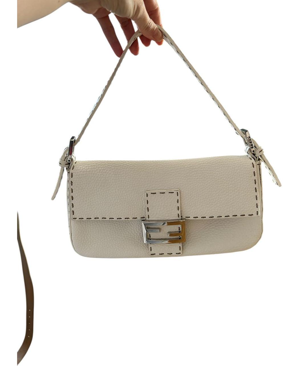 FENDI Белая кожаная сумка через плечо, фото 2