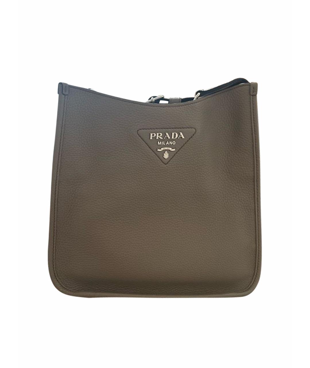 PRADA Серая кожаная сумка через плечо, фото 1