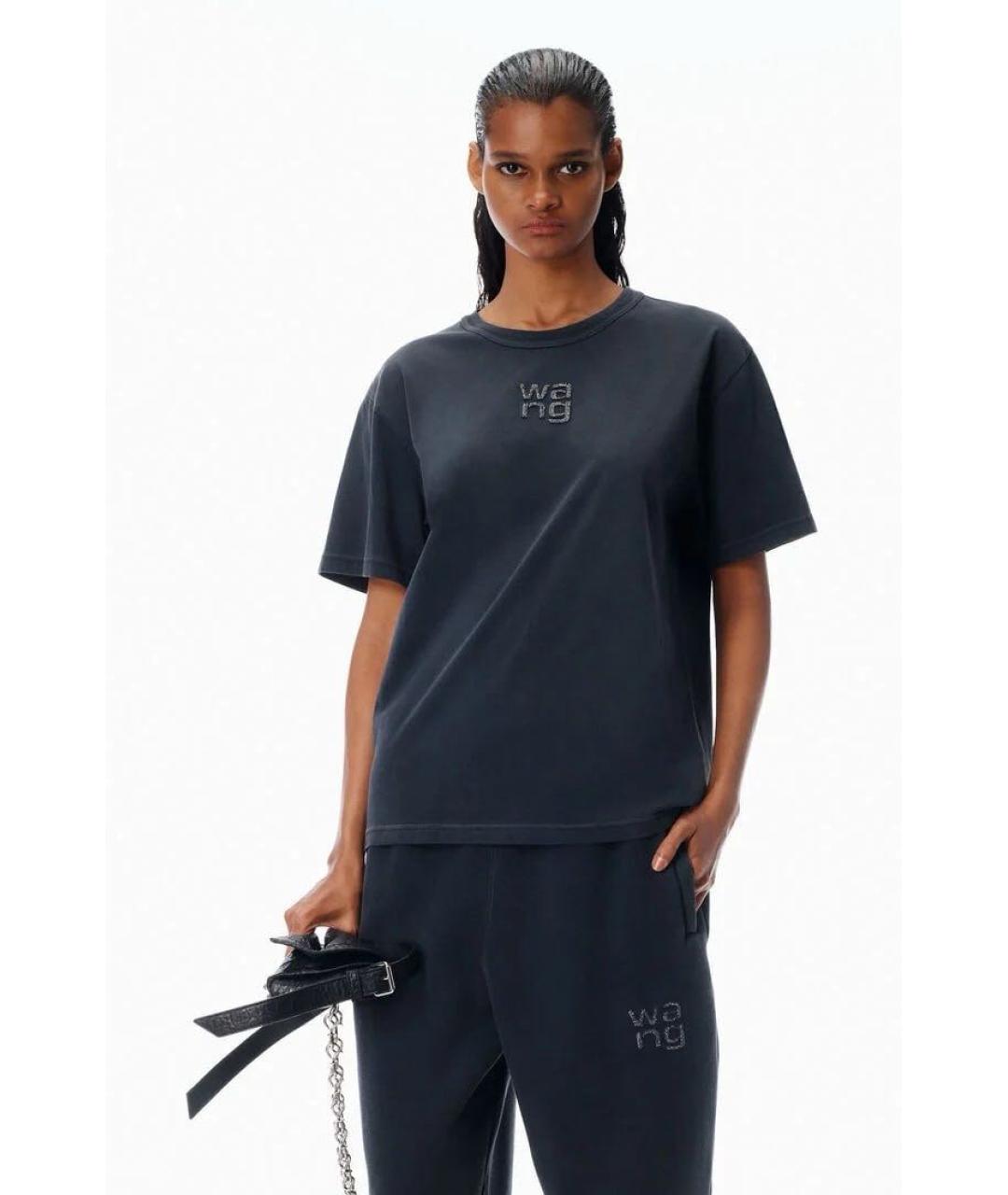 ALEXANDER WANG Серая хлопковая футболка, фото 2