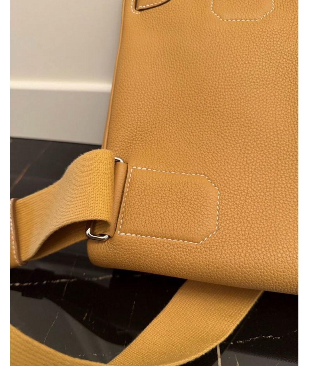 HERMES Горчичная кожаная сумка на плечо, фото 4
