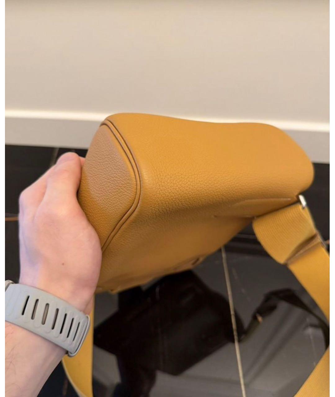 HERMES Горчичная кожаная сумка на плечо, фото 7
