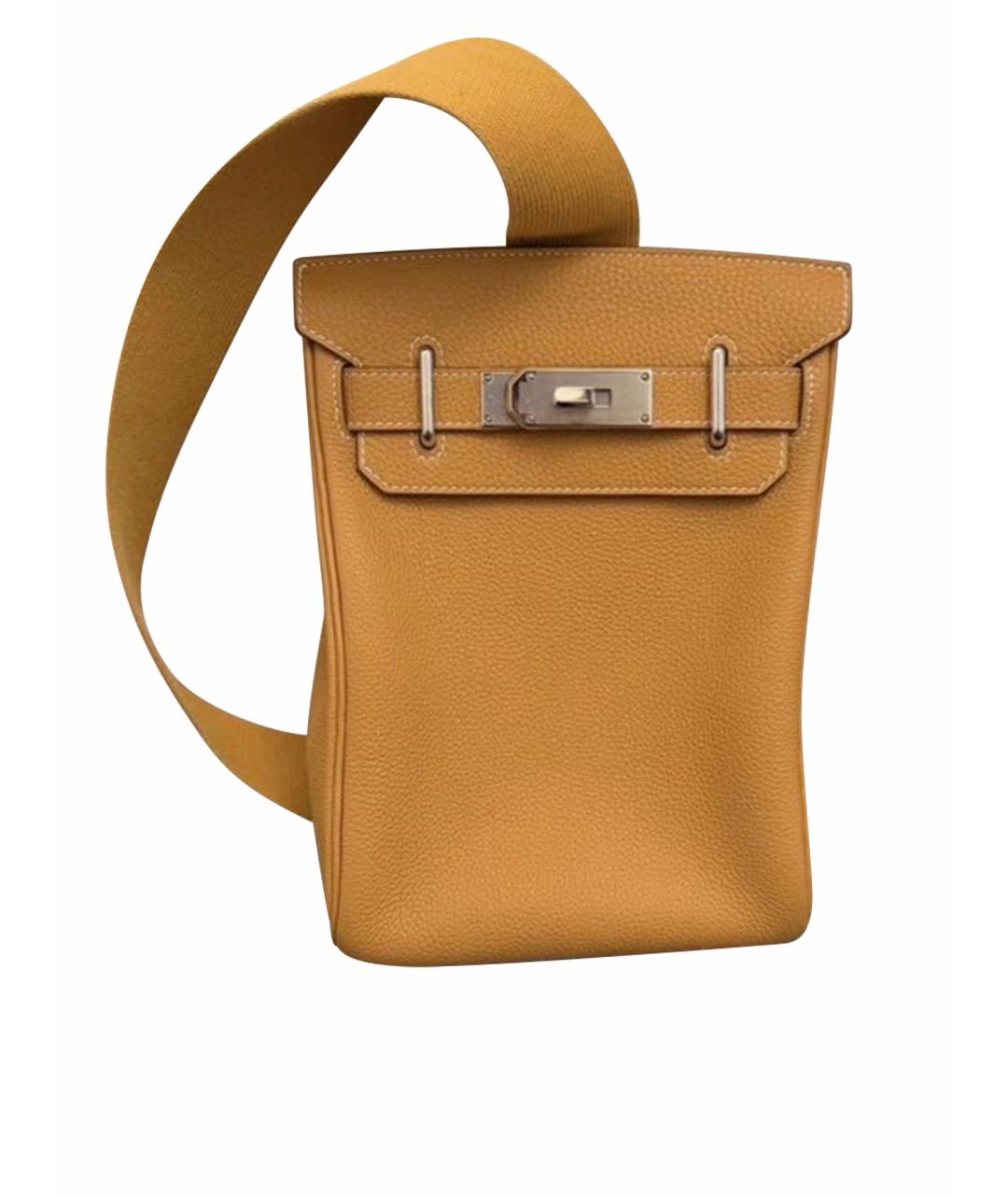 HERMES Горчичная кожаная сумка на плечо, фото 1