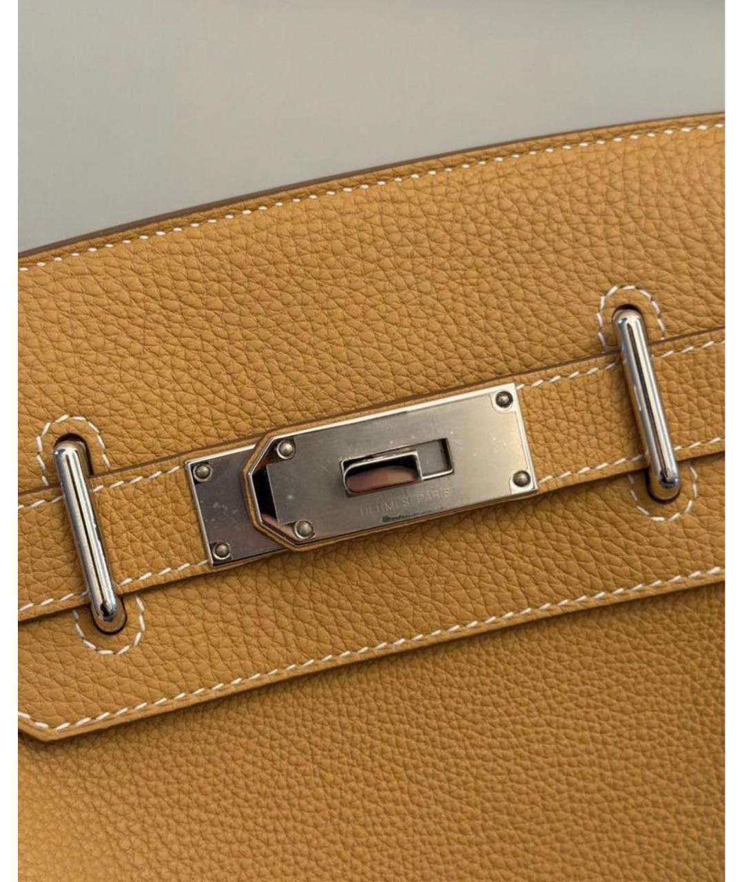 HERMES Горчичная кожаная сумка на плечо, фото 3