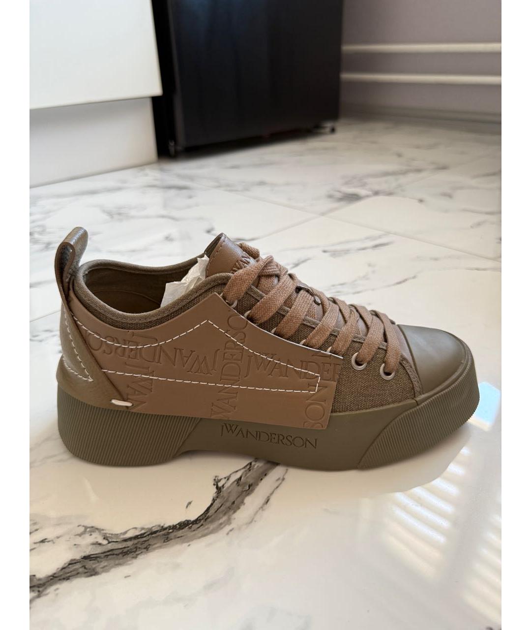 J.W.ANDERSON Хаки текстильные кеды, фото 5