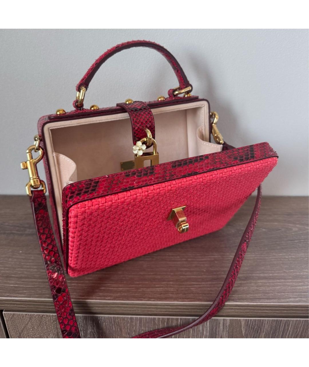 DOLCE&GABBANA Красная кожаная сумка с короткими ручками, фото 2