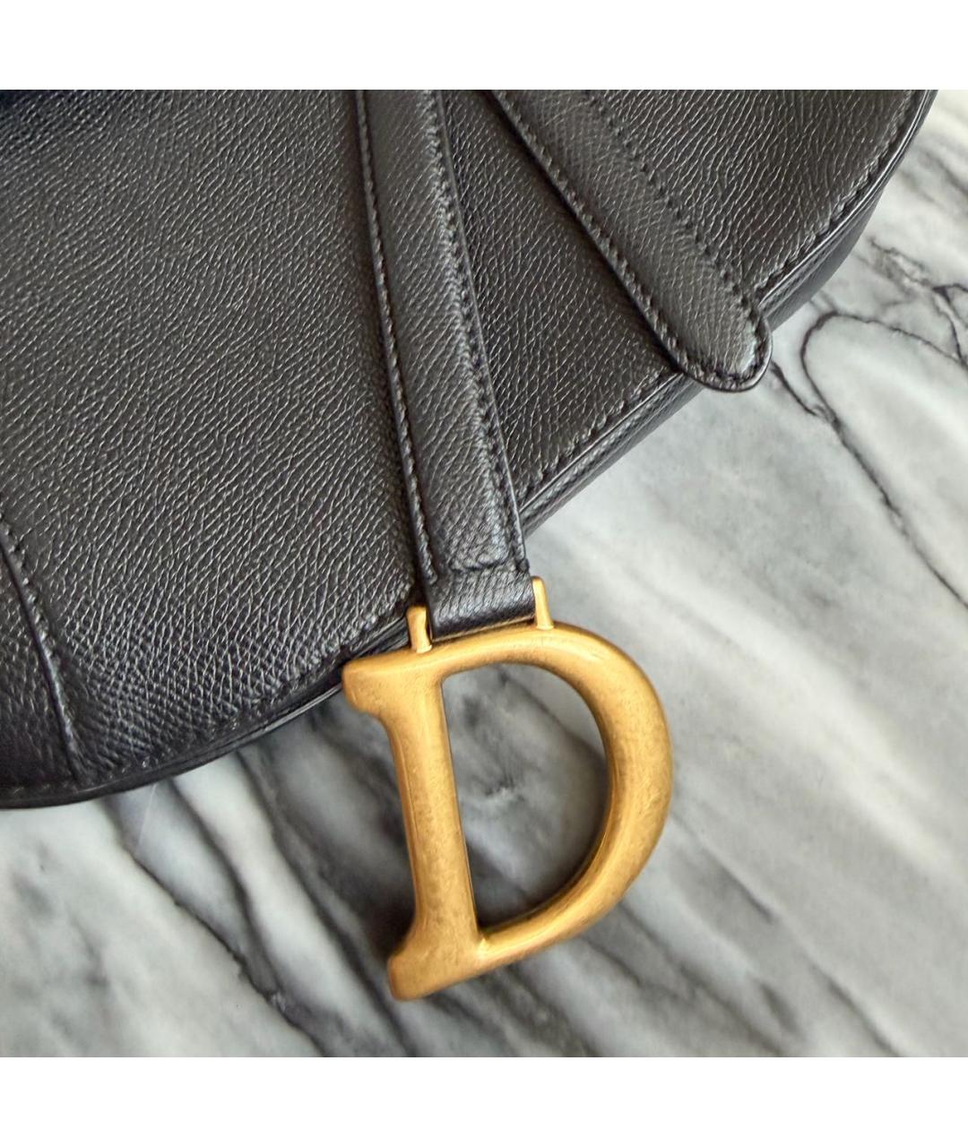 CHRISTIAN DIOR Черная кожаная сумка через плечо, фото 4