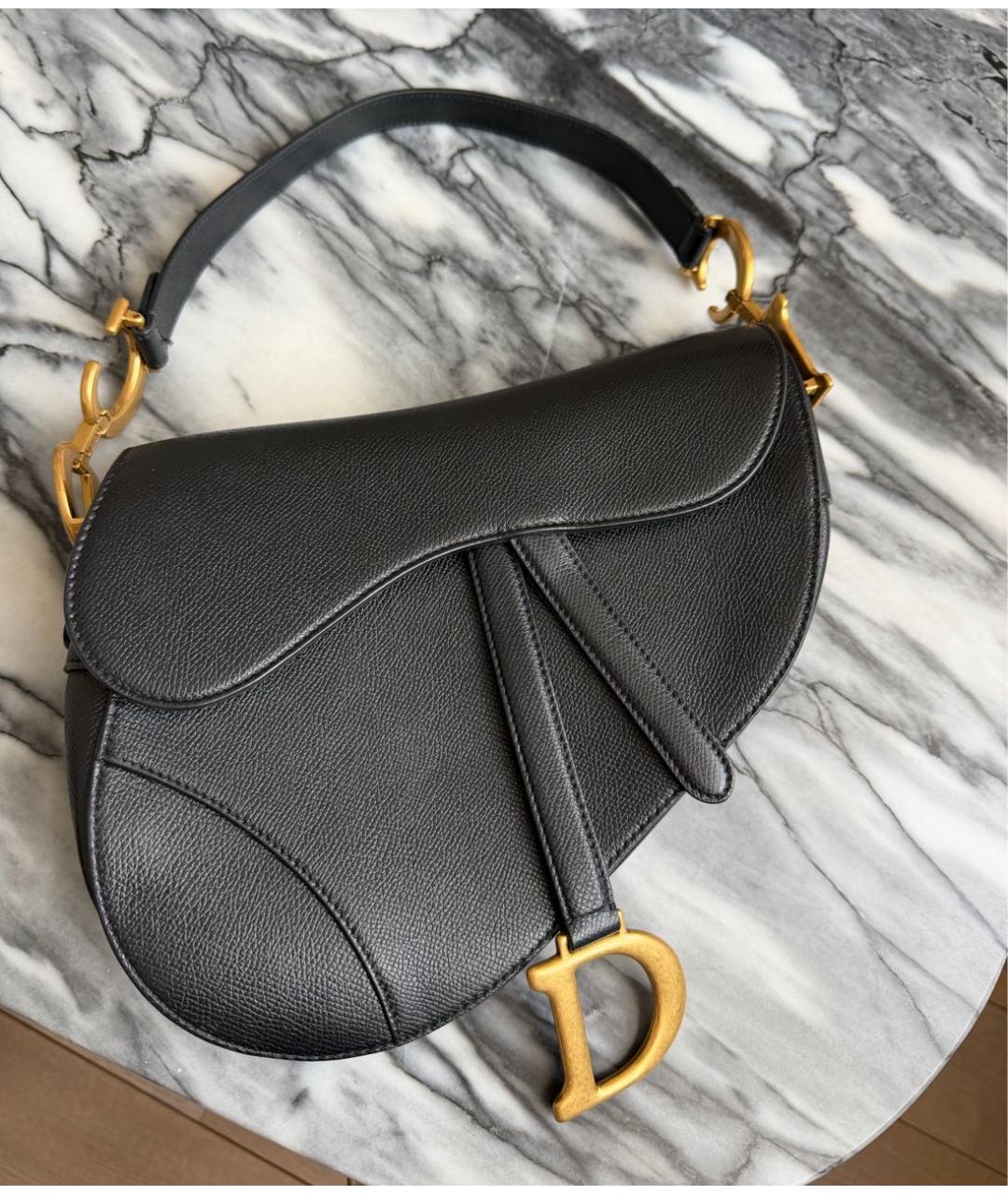 CHRISTIAN DIOR Черная кожаная сумка через плечо, фото 5