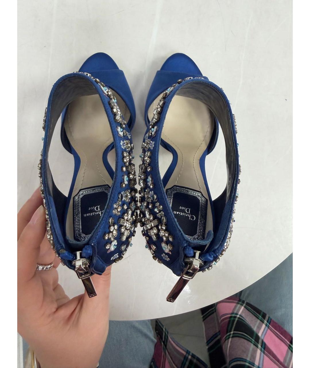 CHRISTIAN DIOR Темно-синие текстильные туфли, фото 3