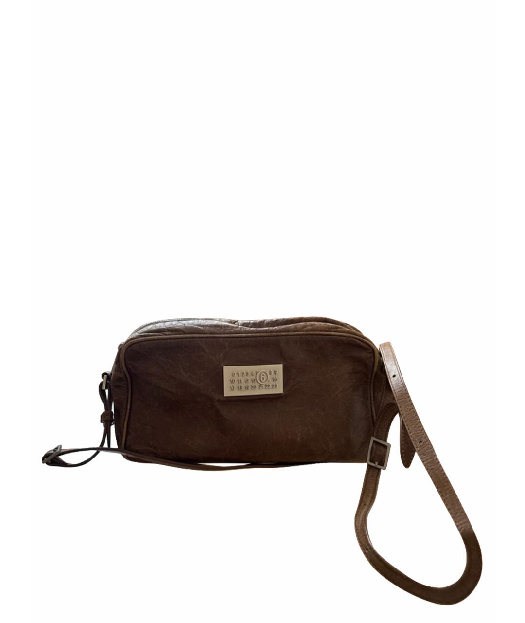 MM6 MAISON MARGIELA Коричневая кожаная сумка через плечо, фото 1
