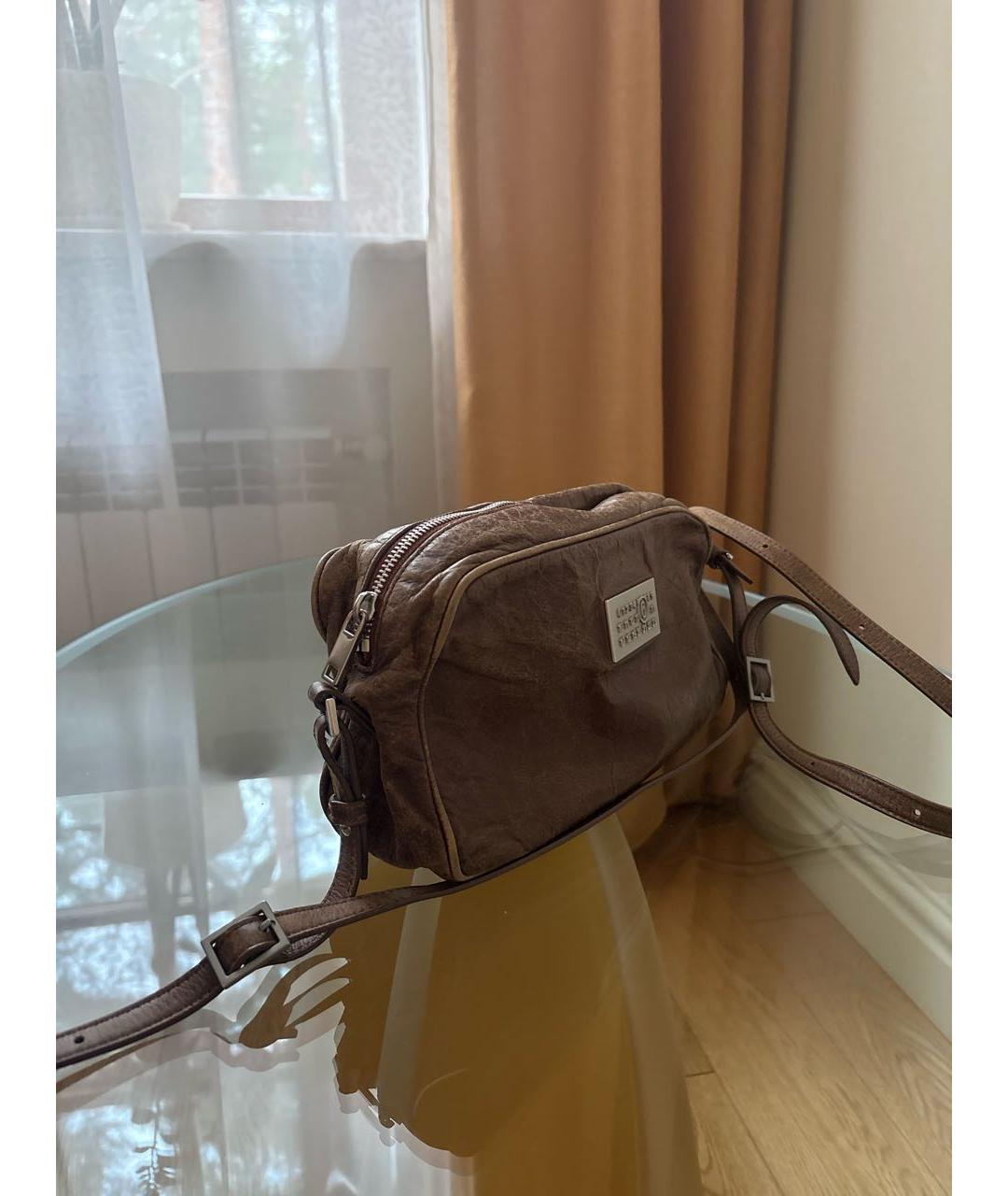 MM6 MAISON MARGIELA Коричневая кожаная сумка через плечо, фото 2