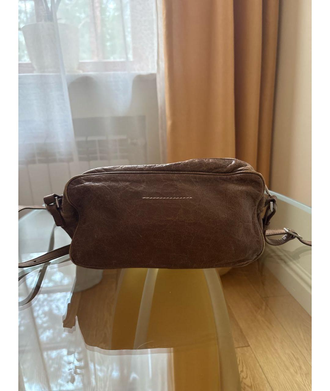 MM6 MAISON MARGIELA Коричневая кожаная сумка через плечо, фото 3