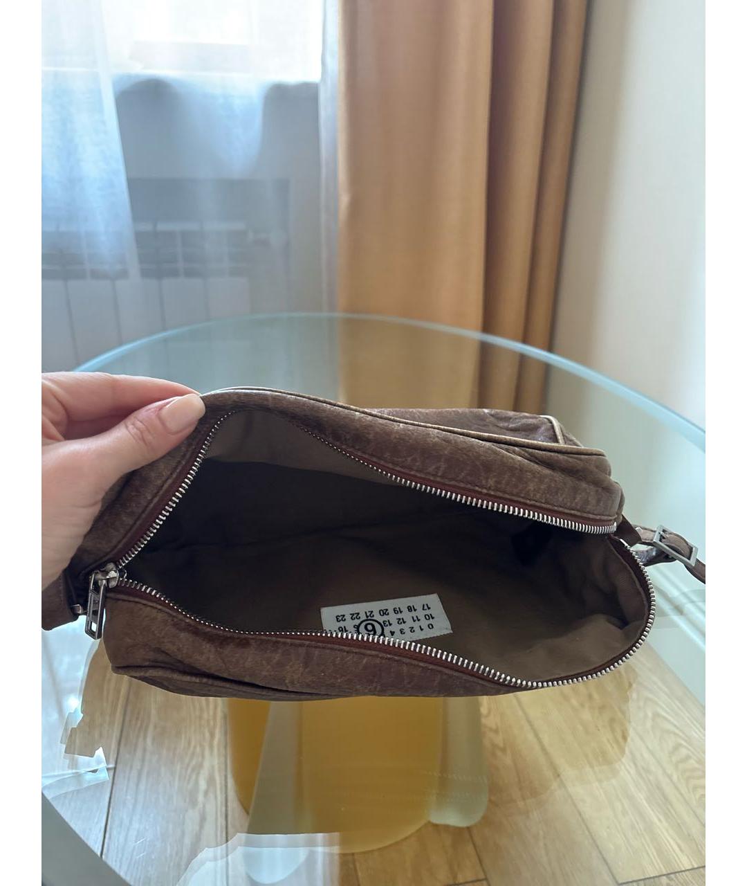 MM6 MAISON MARGIELA Коричневая кожаная сумка через плечо, фото 4