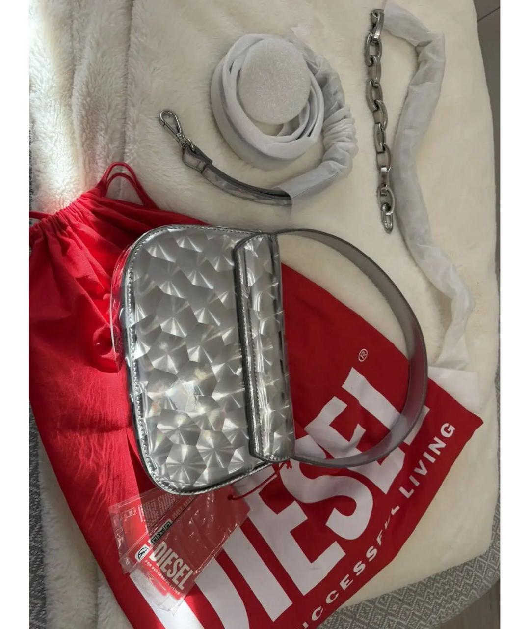 DIESEL Серебряная сумка с короткими ручками, фото 4