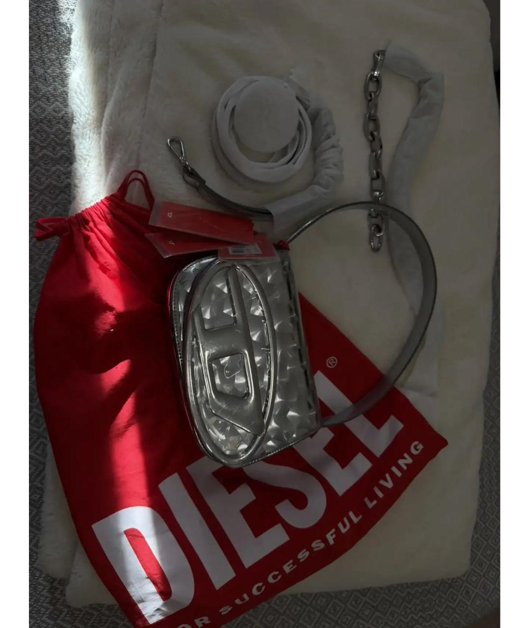 DIESEL Серебряная сумка с короткими ручками, фото 6