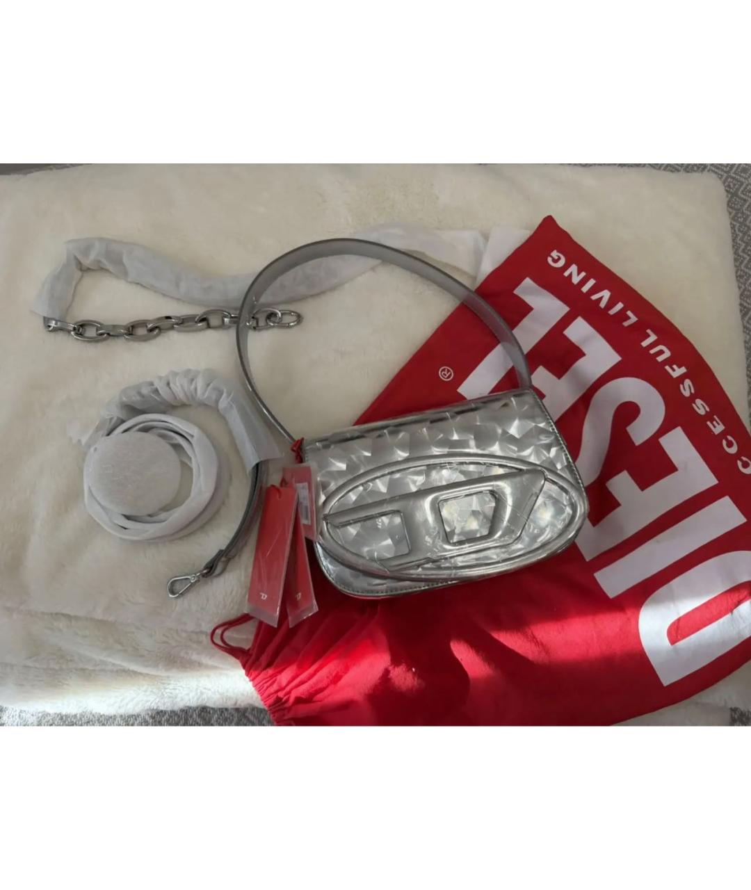 DIESEL Серебряная сумка с короткими ручками, фото 7