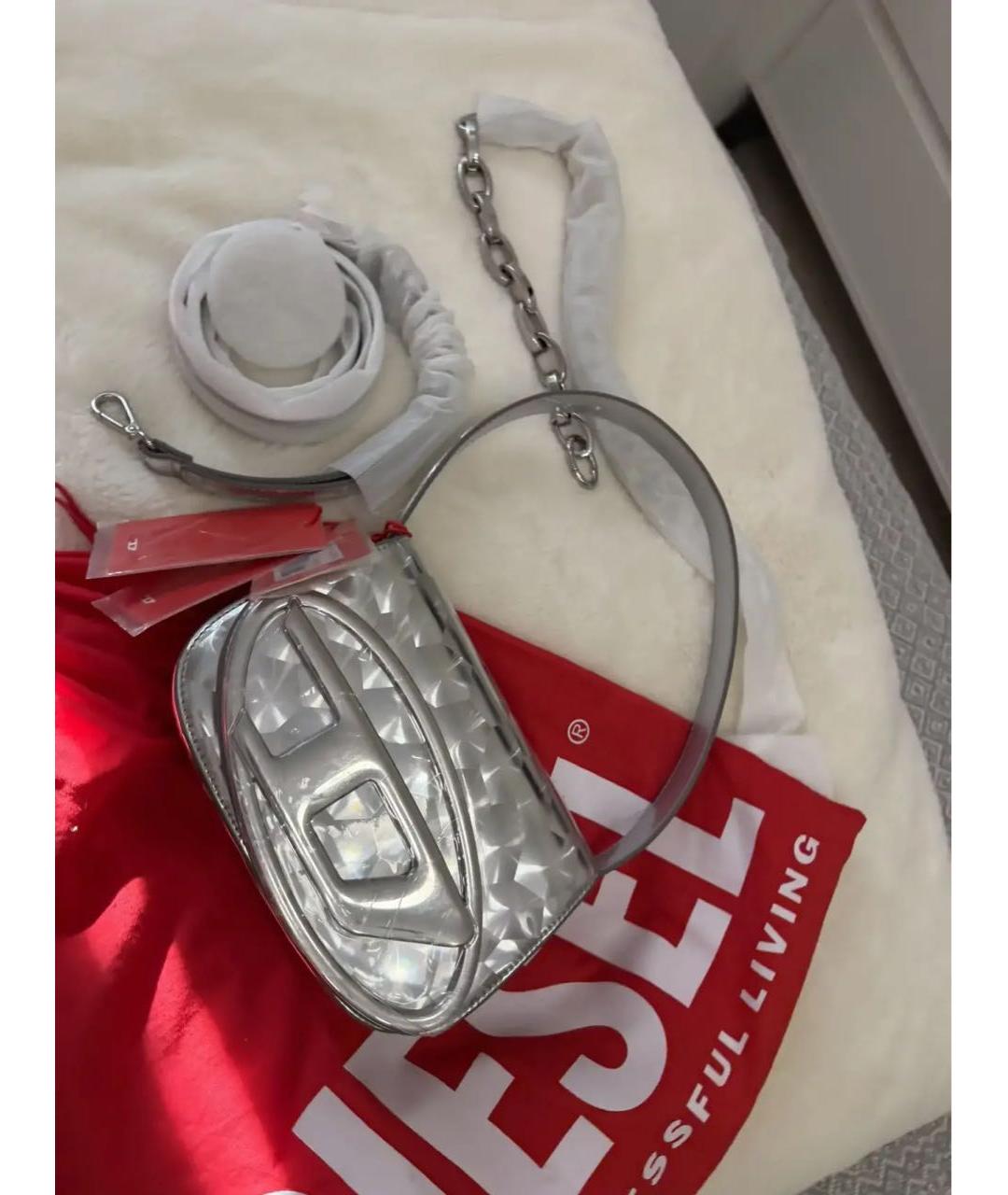 DIESEL Серебряная сумка с короткими ручками, фото 5