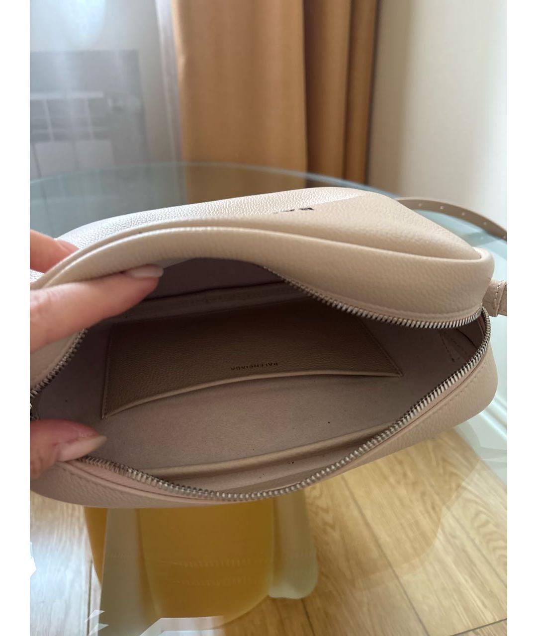 BALENCIAGA Бежевая кожаная сумка через плечо, фото 4