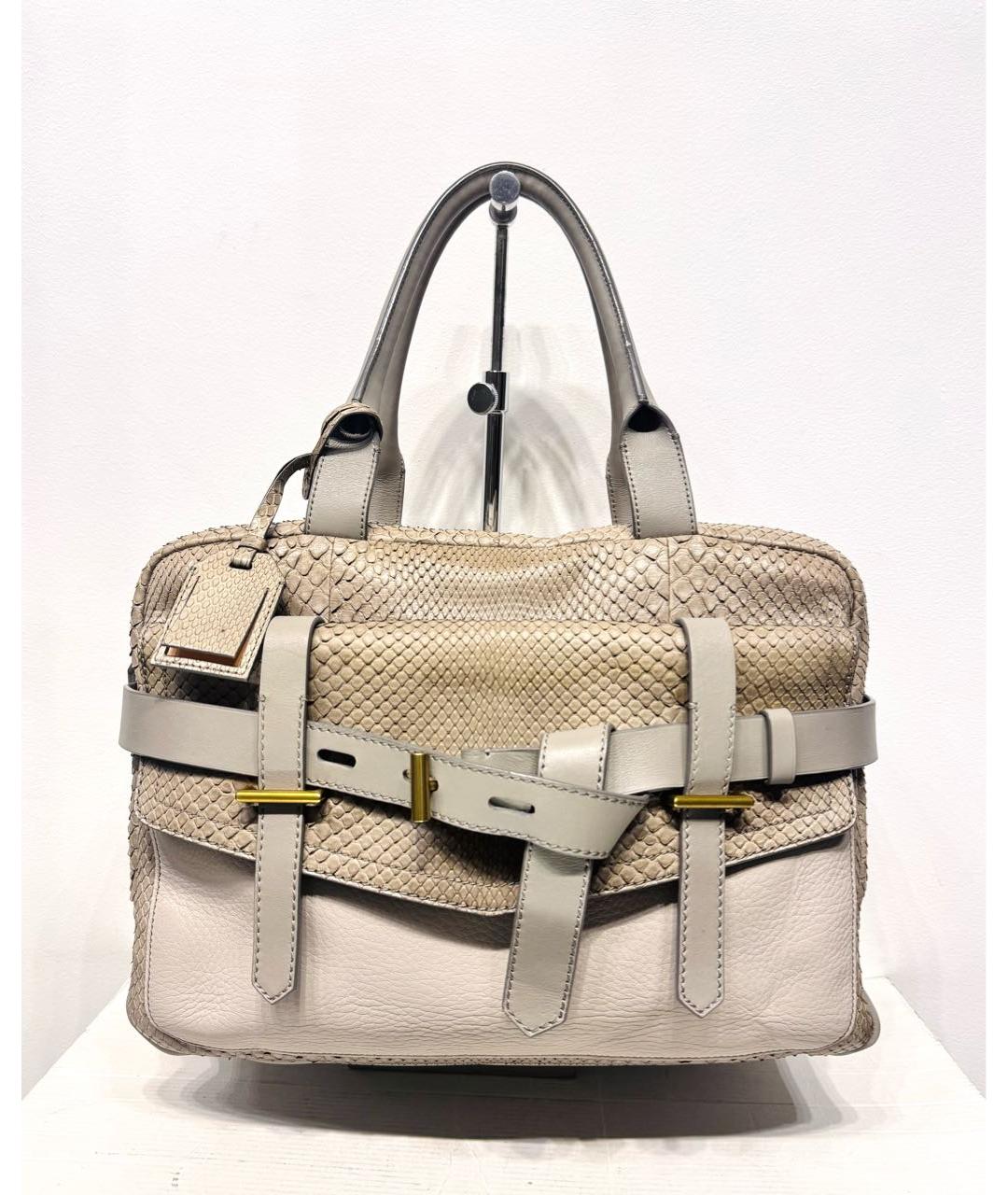 REED KRAKOFF Бежевая сумка с короткими ручками из экзотической кожи, фото 9