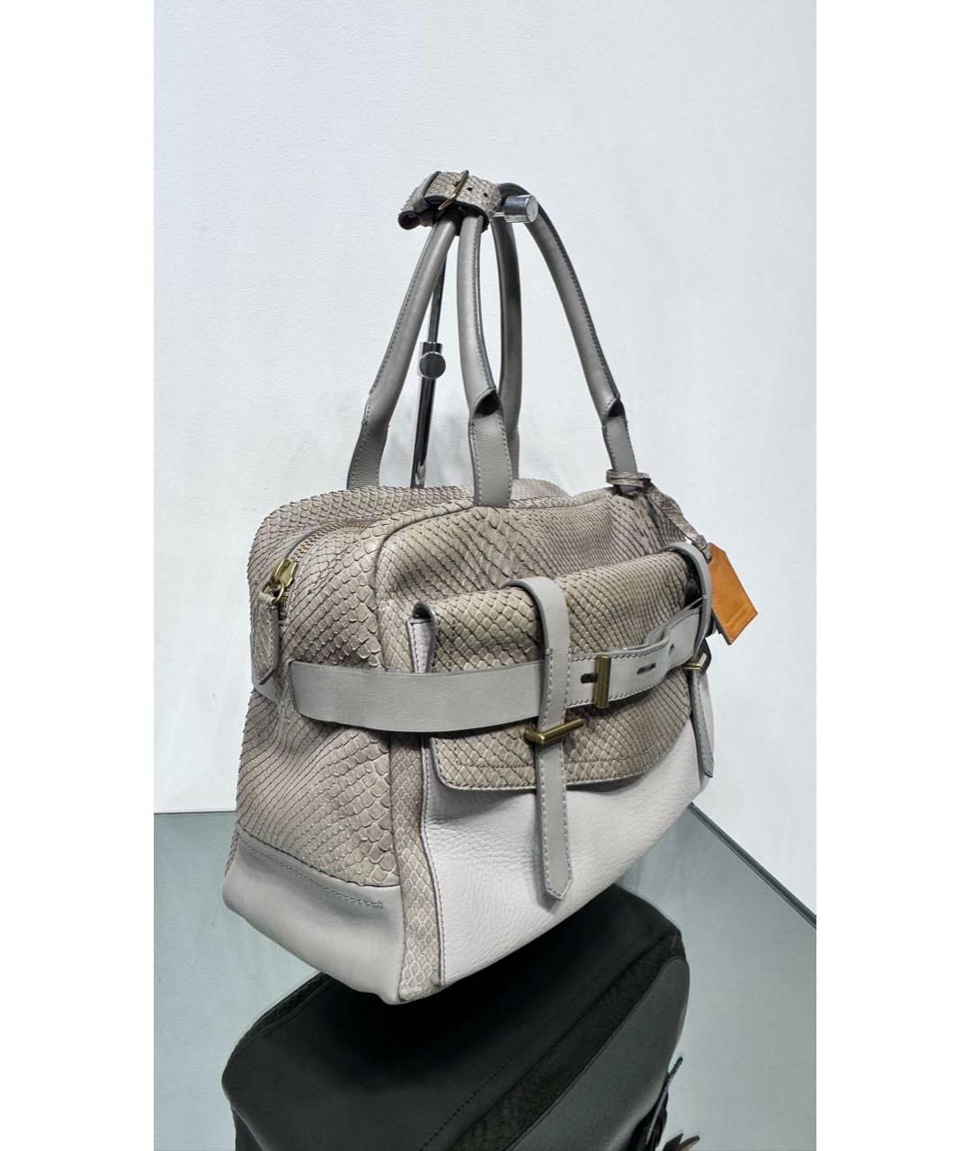 REED KRAKOFF Бежевая сумка с короткими ручками из экзотической кожи, фото 3