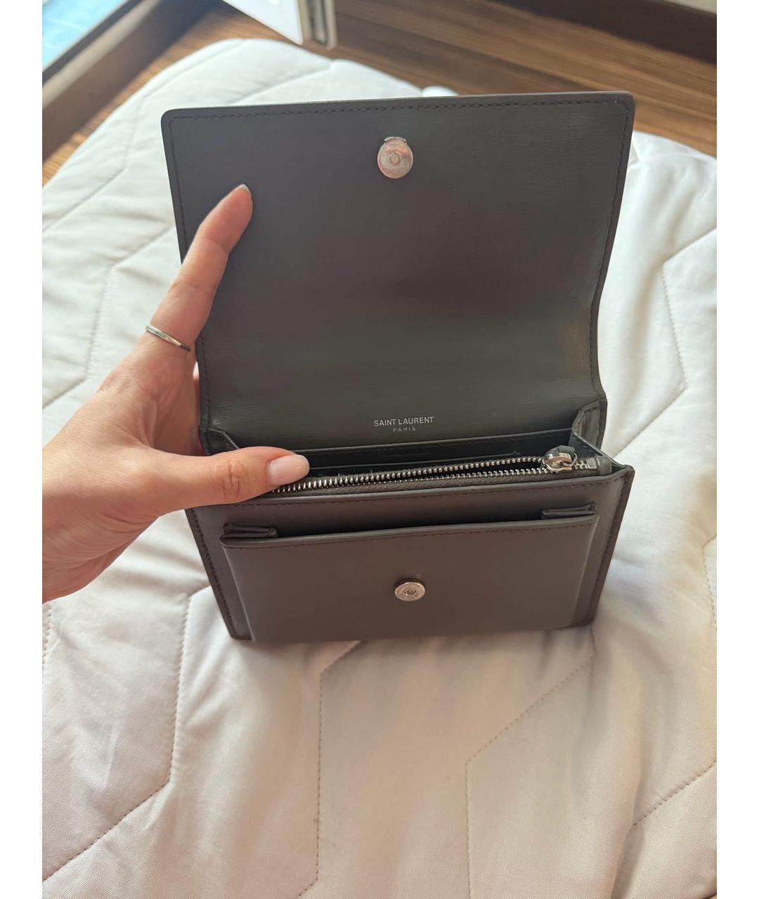 SAINT LAURENT Серая кожаная сумка через плечо, фото 4