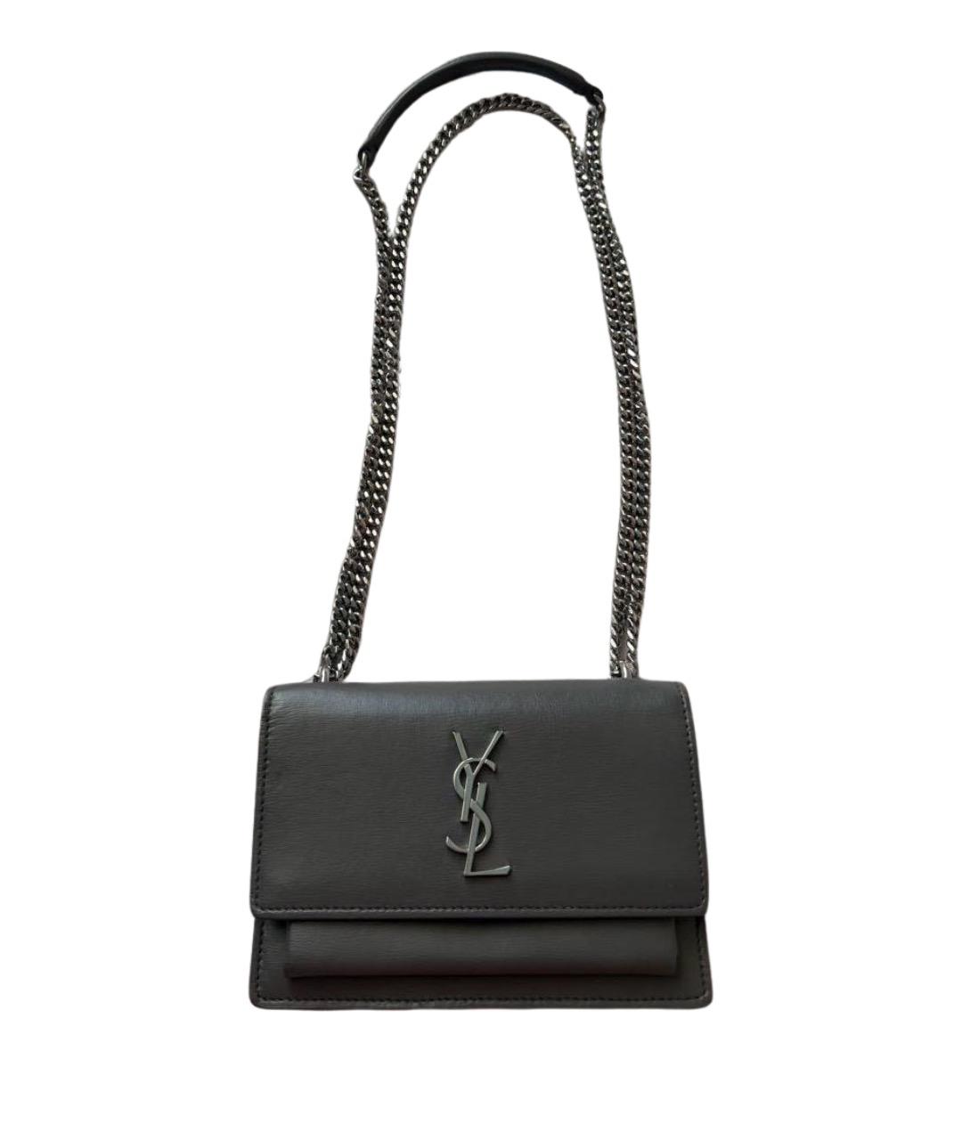 SAINT LAURENT Серая кожаная сумка через плечо, фото 1