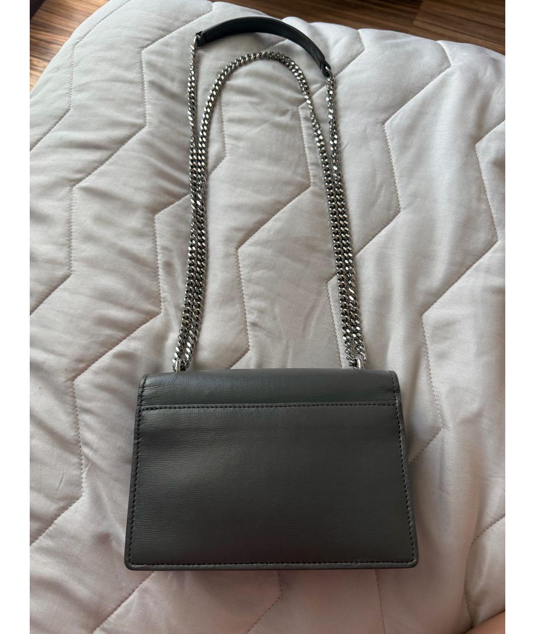 SAINT LAURENT Серая кожаная сумка через плечо, фото 3