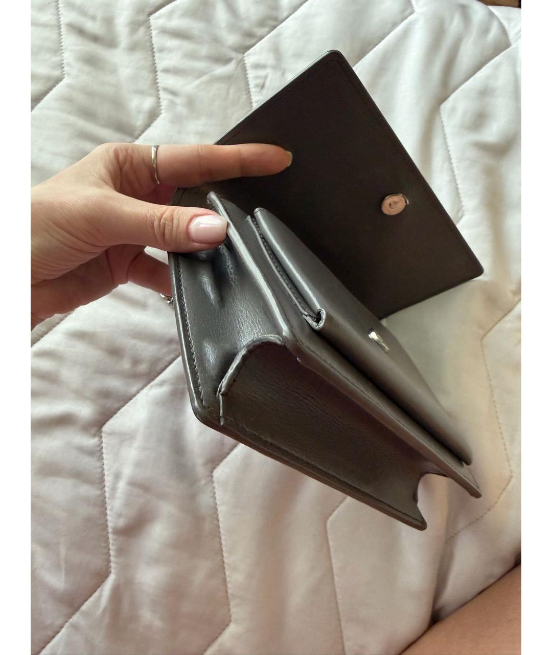 SAINT LAURENT Серая кожаная сумка через плечо, фото 2