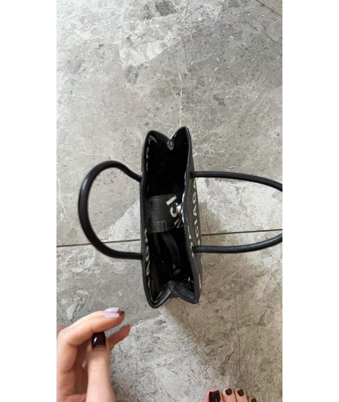 BALENCIAGA Черная кожаная сумка с короткими ручками, фото 4