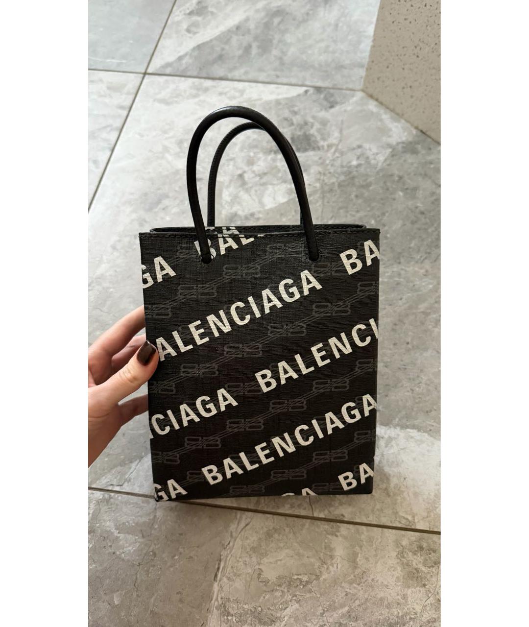 BALENCIAGA Черная кожаная сумка с короткими ручками, фото 5