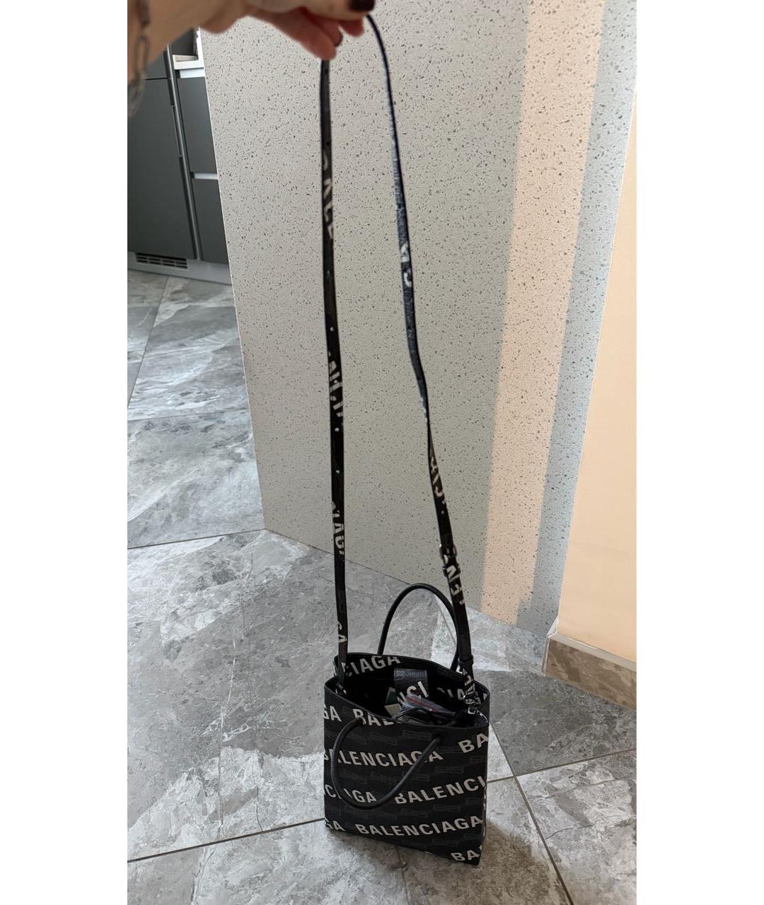 BALENCIAGA Черная кожаная сумка с короткими ручками, фото 3