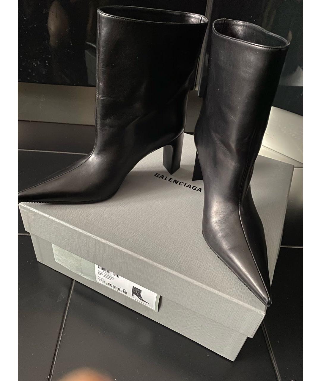 BALENCIAGA Черные кожаные полусапоги, фото 2