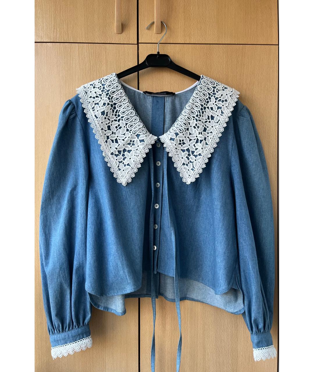 ROCH Голубая деним блузы, фото 5