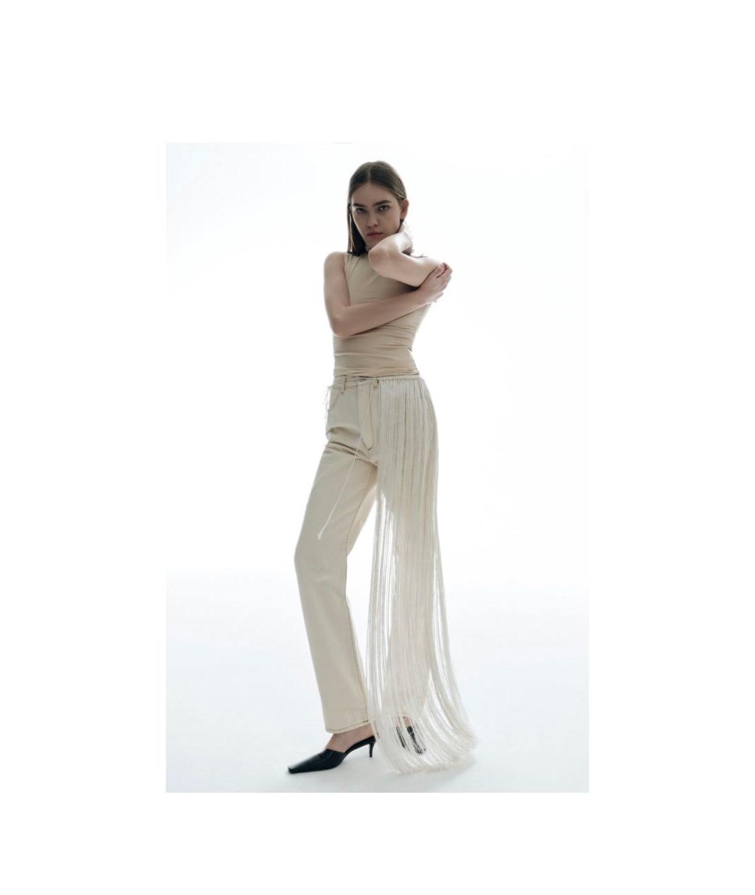 RE/DONE Бежевые хлопковые прямые джинсы, фото 8