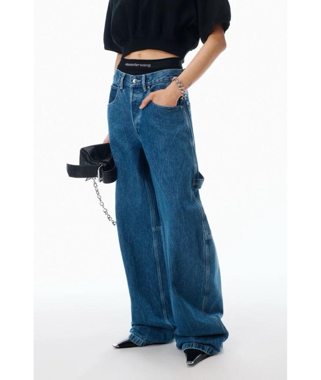 ALEXANDER WANG Темно-синие хлопковые прямые джинсы, фото 4