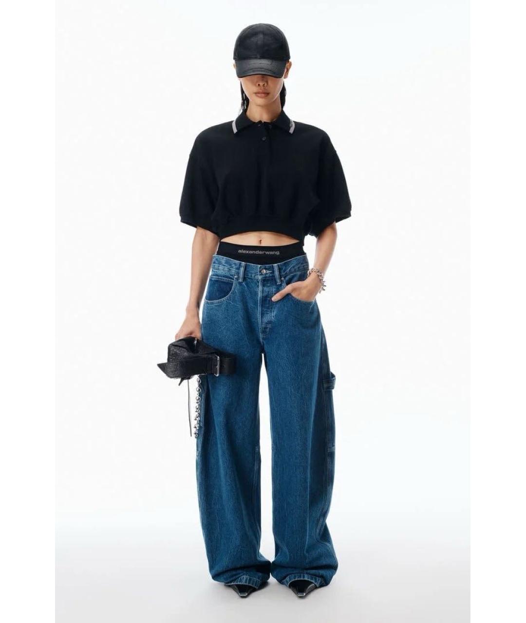 ALEXANDER WANG Темно-синие хлопковые прямые джинсы, фото 2