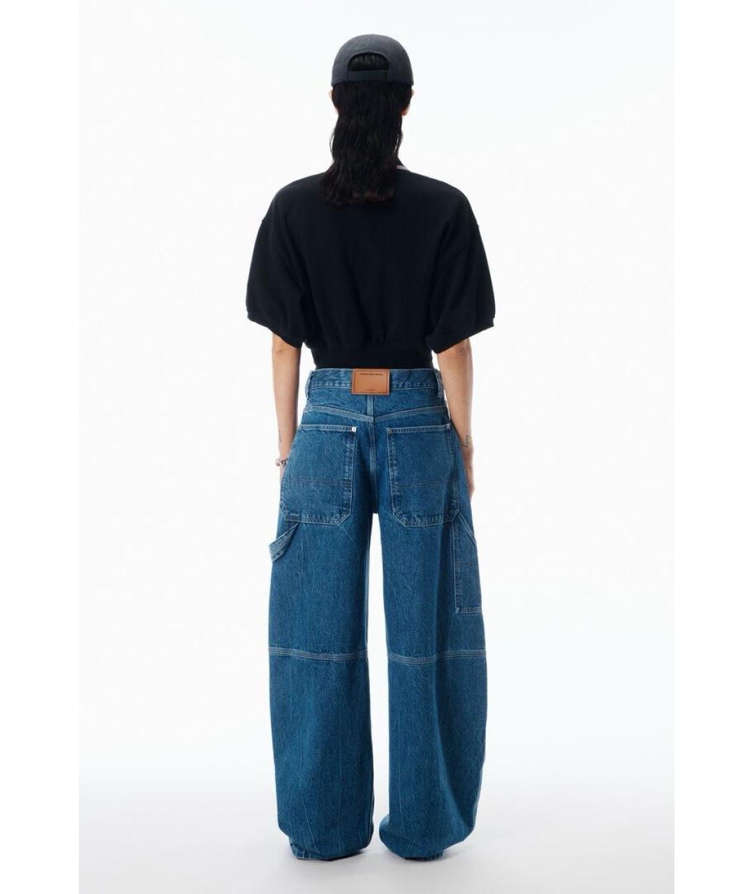 ALEXANDER WANG Темно-синие хлопковые прямые джинсы, фото 3