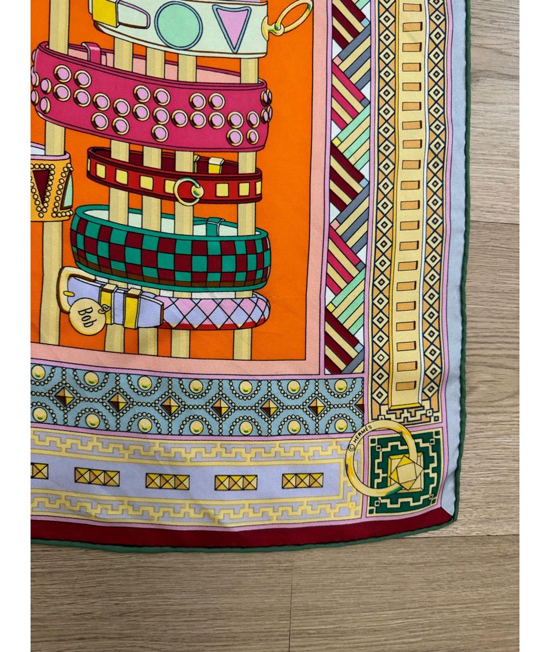 HERMES Мульти шелковый платок, фото 4