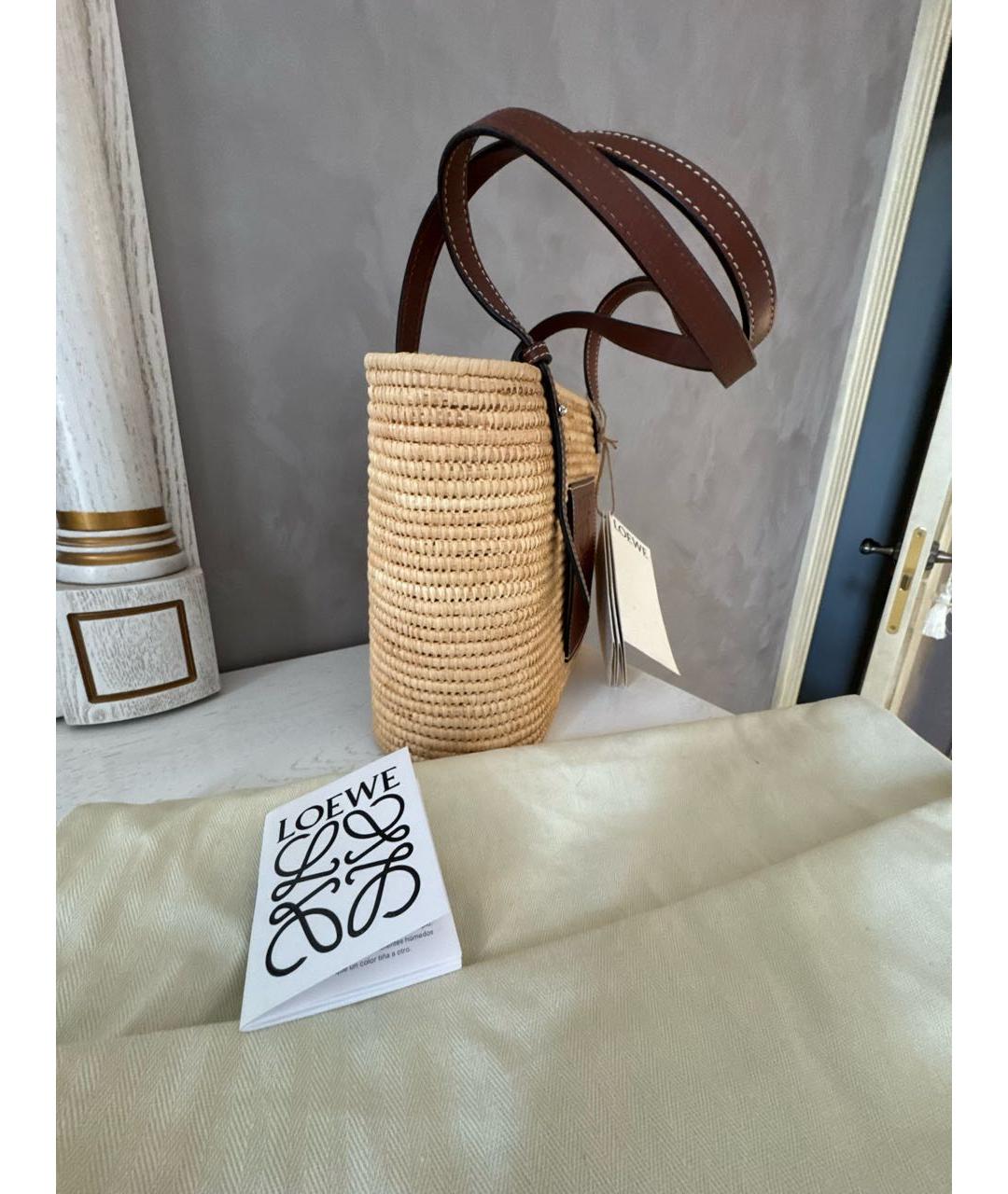 LOEWE Бежевая пелетеная пляжная сумка, фото 2