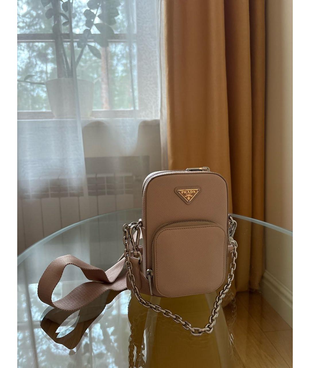 PRADA Розовая кожаная сумка через плечо, фото 6