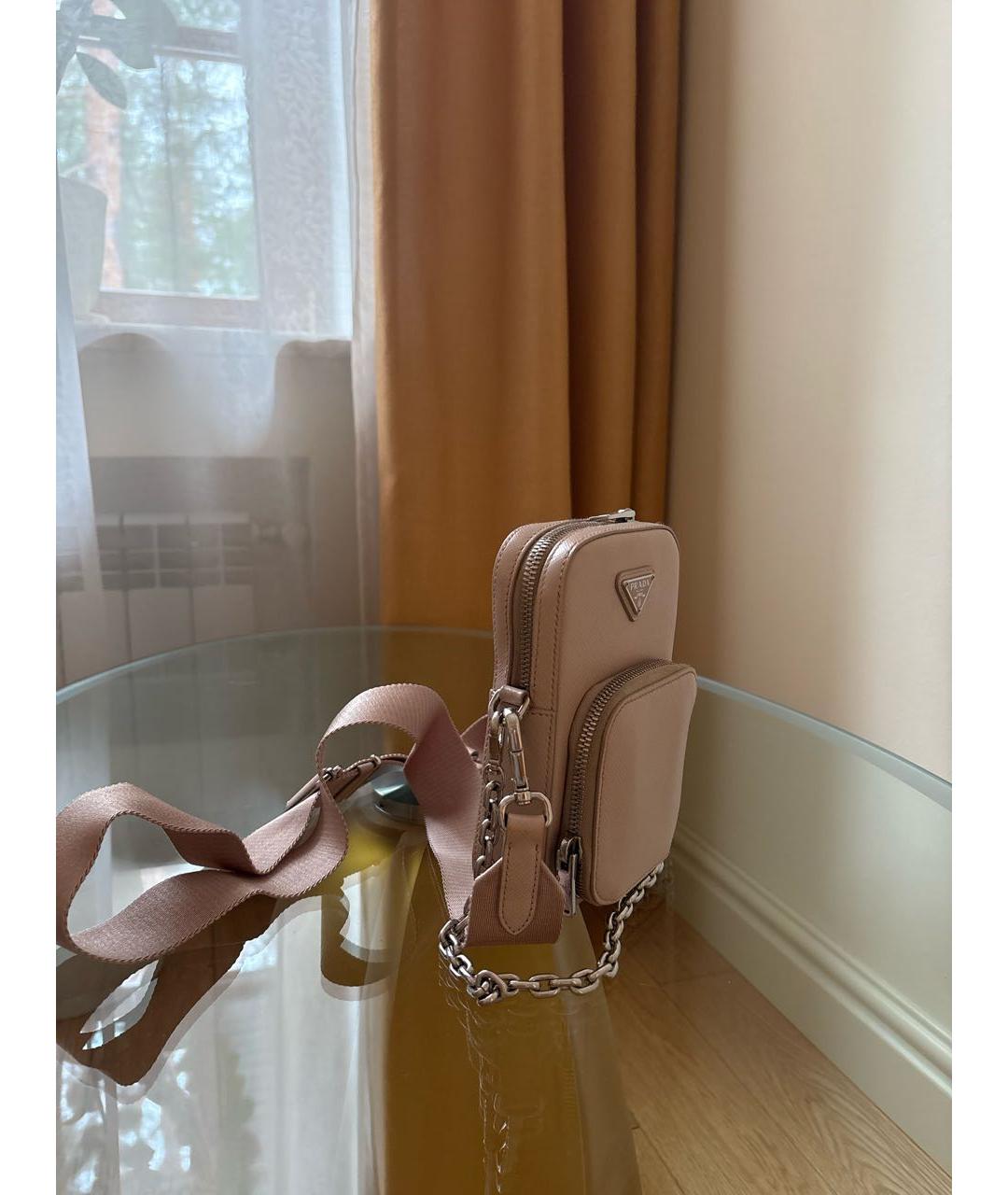 PRADA Розовая кожаная сумка через плечо, фото 2