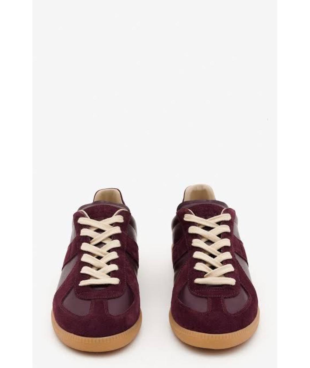 MAISON MARGIELA Бордовые кожаные кроссовки, фото 2