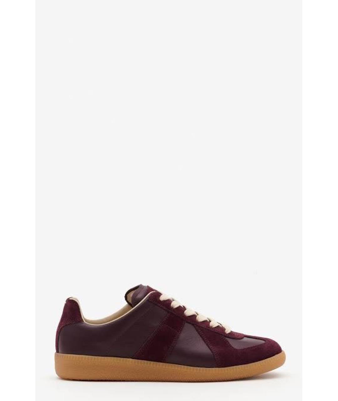 MAISON MARGIELA Бордовые кожаные кроссовки, фото 9