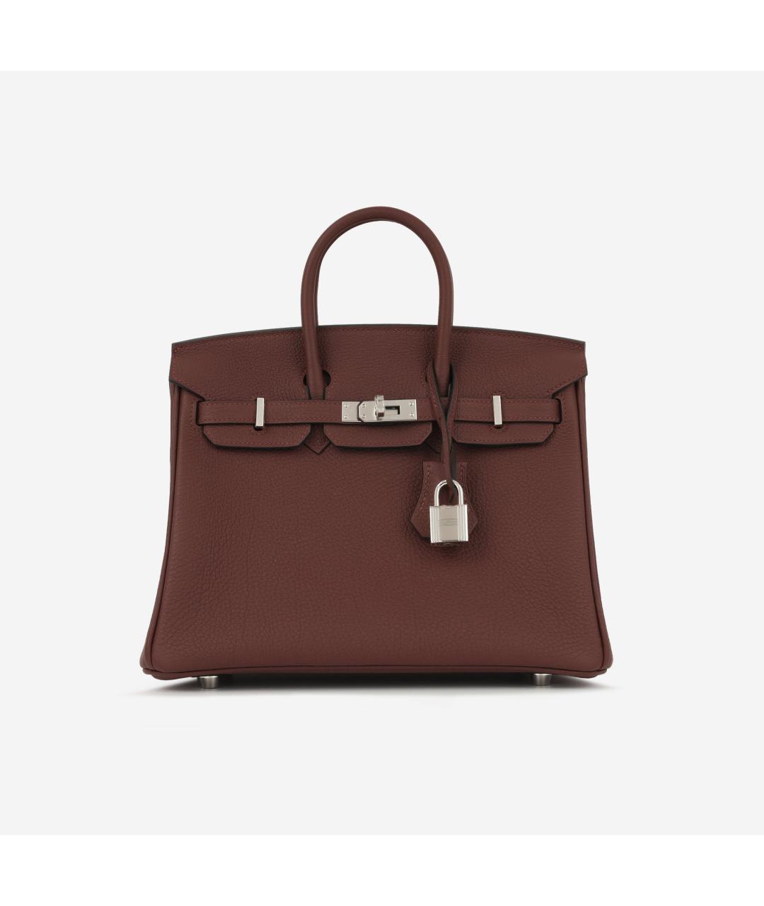 HERMES Бордовая кожаная сумка с короткими ручками, фото 2