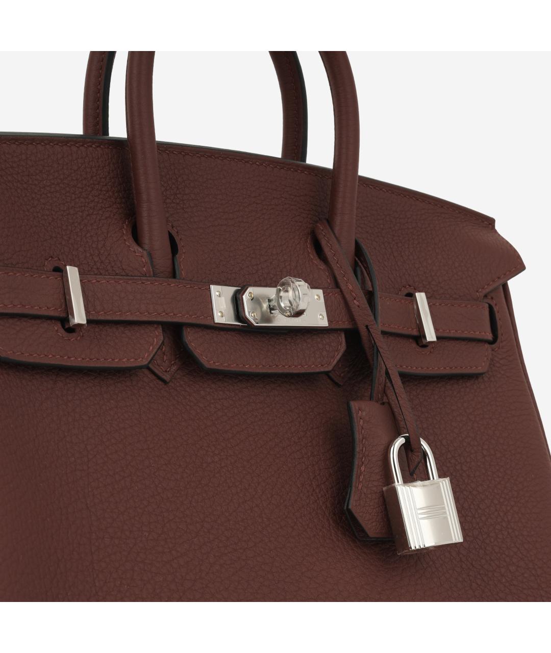 HERMES Бордовая кожаная сумка с короткими ручками, фото 5