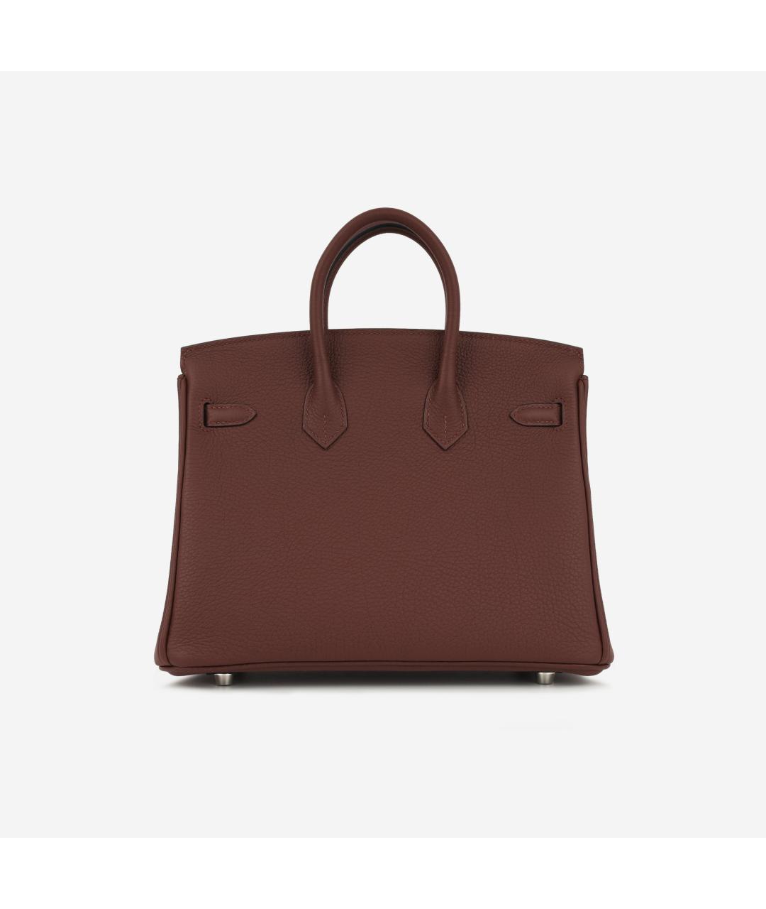 HERMES Бордовая кожаная сумка с короткими ручками, фото 3